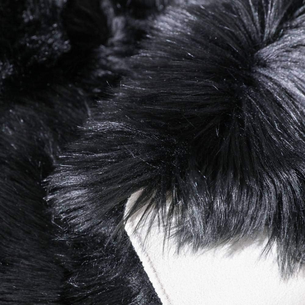 2X3 Faux Fur Rug - Black Faux Sheepskin Shaggy Small Carpet Plush Chair Cover, Soft Suede Backing Machine Washable Floor Mat for Bedroom