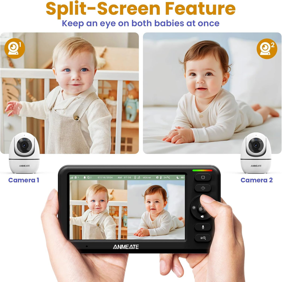 5" Baby Monitor with Camera and Audio No Wifi