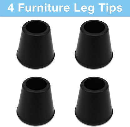 1/2" round Non-Marking Rubber Slip-On Chair Leg Tips, Nonslip Protective Furniture Leg Caps for Chairs, Stools, and Tables on Hard Surfaces, Set of 4, Black