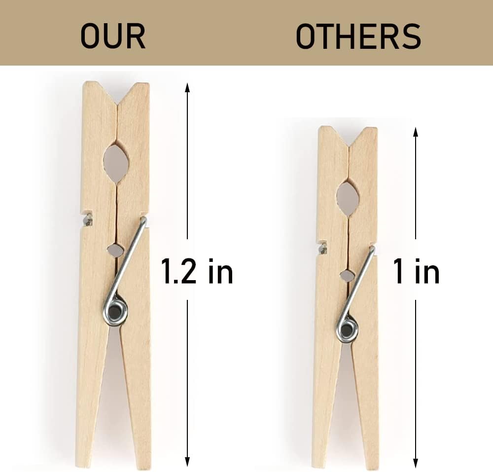 Mini Clothes Pins, 260 PCS Small Wooden Clothes Pins for Photos