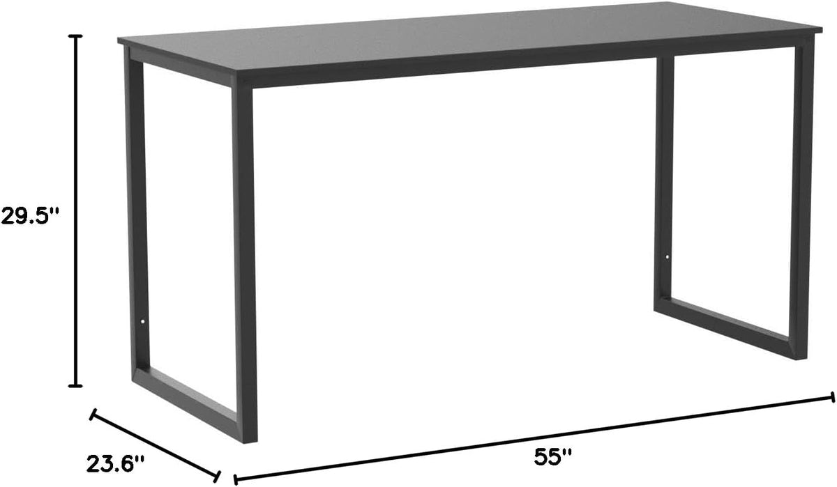 Modern Simple Office Desk - 55 Inch Gaming & Writing Desk, Black