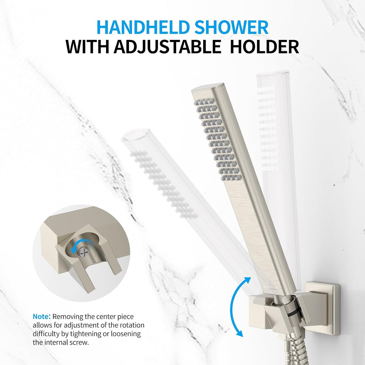 Rain Shower System Sets Faucet:  10 Inch Overhead Rainhead Shower Combo Set with Handheld and Valve-Luxury Modern Mixer Rainfall Brushed Nickel Shower Faucets Sets Complete
