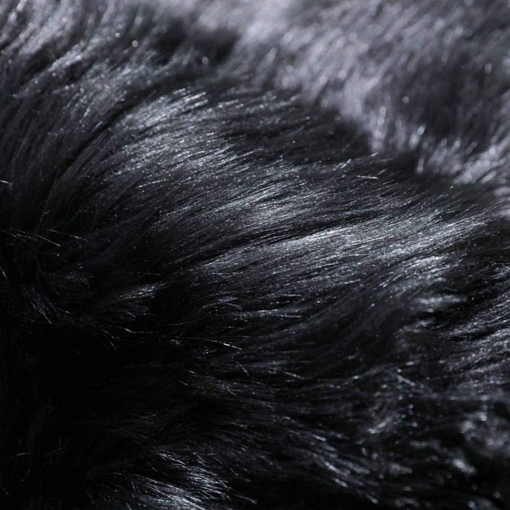 2X3 Faux Fur Rug - Black Faux Sheepskin Shaggy Small Carpet Plush Chair Cover, Soft Suede Backing Machine Washable Floor Mat for Bedroom