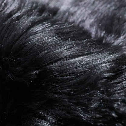 2X3 Faux Fur Rug - Black Faux Sheepskin Shaggy Small Carpet Plush Chair Cover, Soft Suede Backing Machine Washable Floor Mat for Bedroom