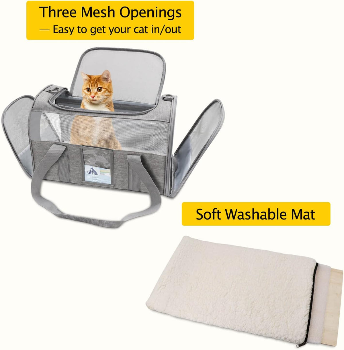 Cat Carrier,Dog Carriers for Small Dogs Medium Cats Pet Carrier up to 15 Lbs, TSA Airline Approved Cat Carrier Soft, Cat Dog Crate Travel Bag,Grey