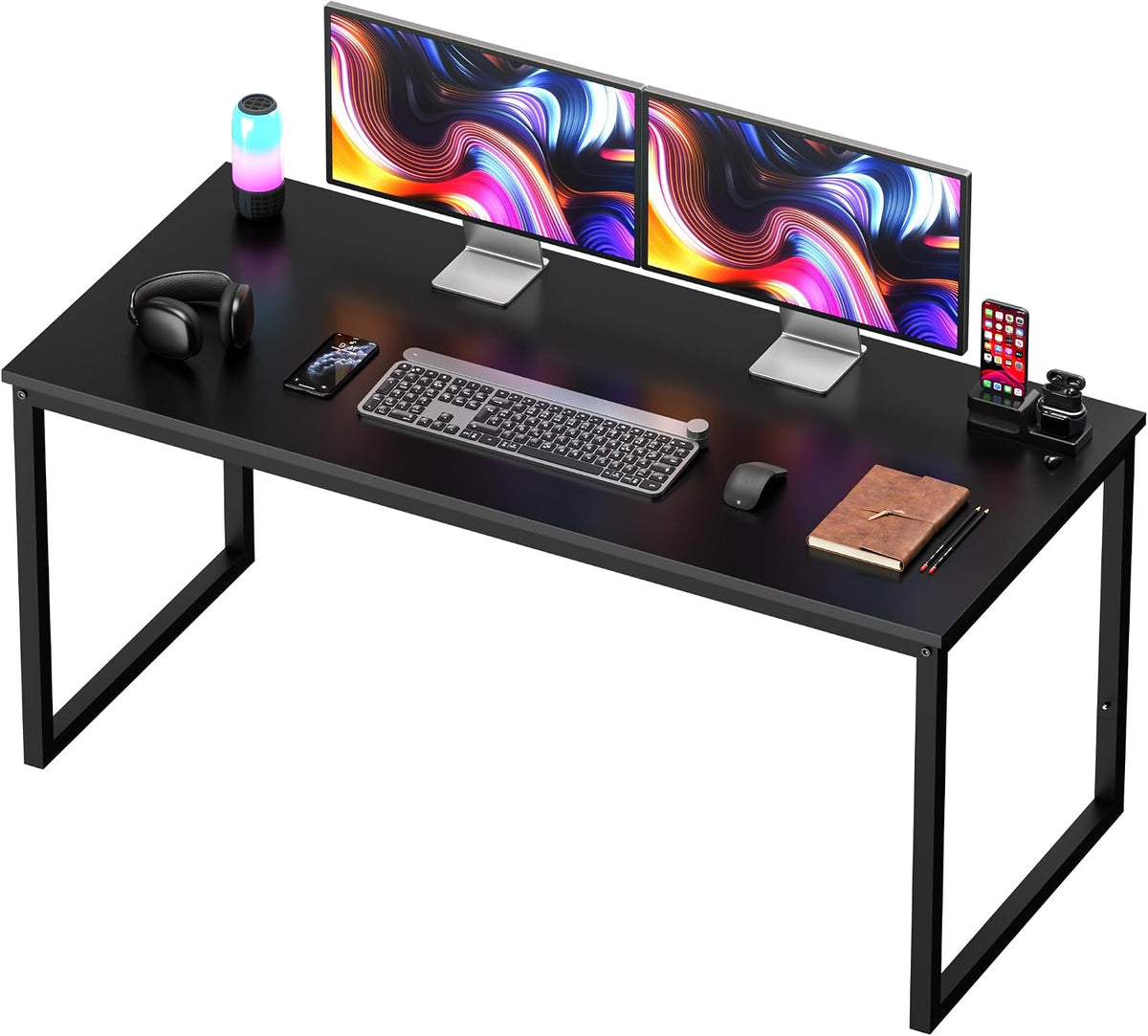 Modern Simple Office Desk - 55 Inch Gaming & Writing Desk, Black
