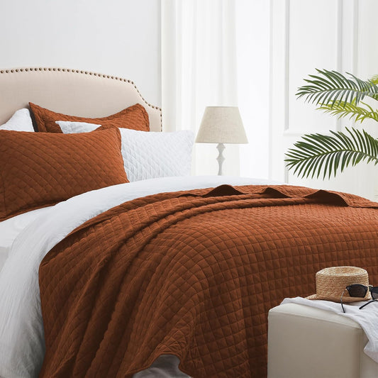 Twin Quilt Set, Lightweight Bedding Bedspreads,Brunt Orange