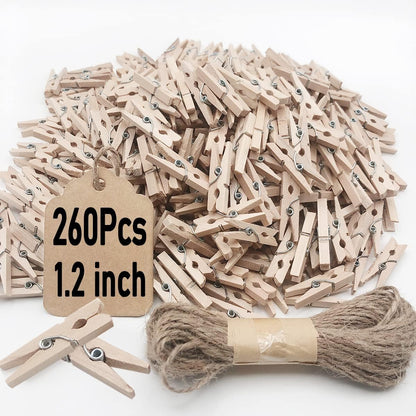 Mini Clothes Pins, 260 PCS Small Wooden Clothes Pins for Photos