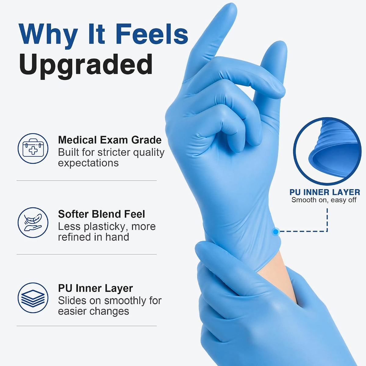 Medical Nitrile/Vinyl Blend Exam Gloves, Black Disposable, 4 Mil