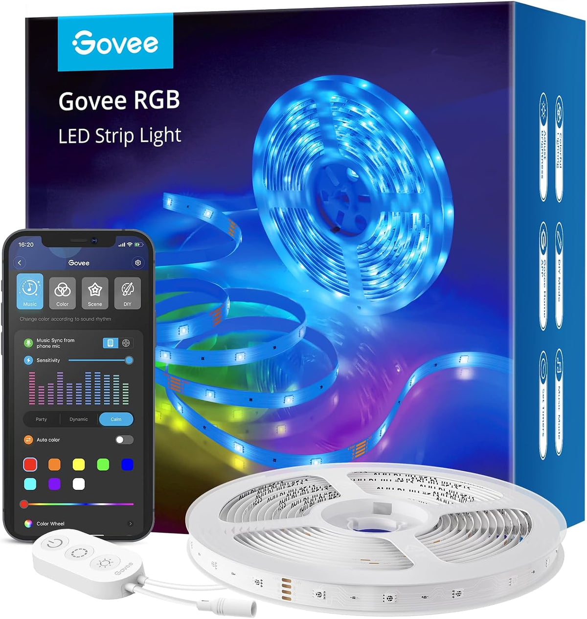 Govee Smart RGB LED Strip Lights 16.4Ft, Work with Alexa, Google Assistant
