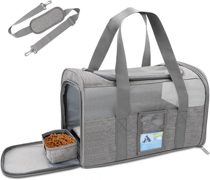 Cat Carrier,Dog Carriers for Small Dogs Medium Cats Pet Carrier up to 15 Lbs, TSA Airline Approved Cat Carrier Soft, Cat Dog Crate Travel Bag,Grey