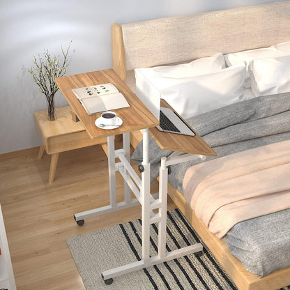 23.6IN Rolling Standing Desk with Wheels Adjustable Height, Oak