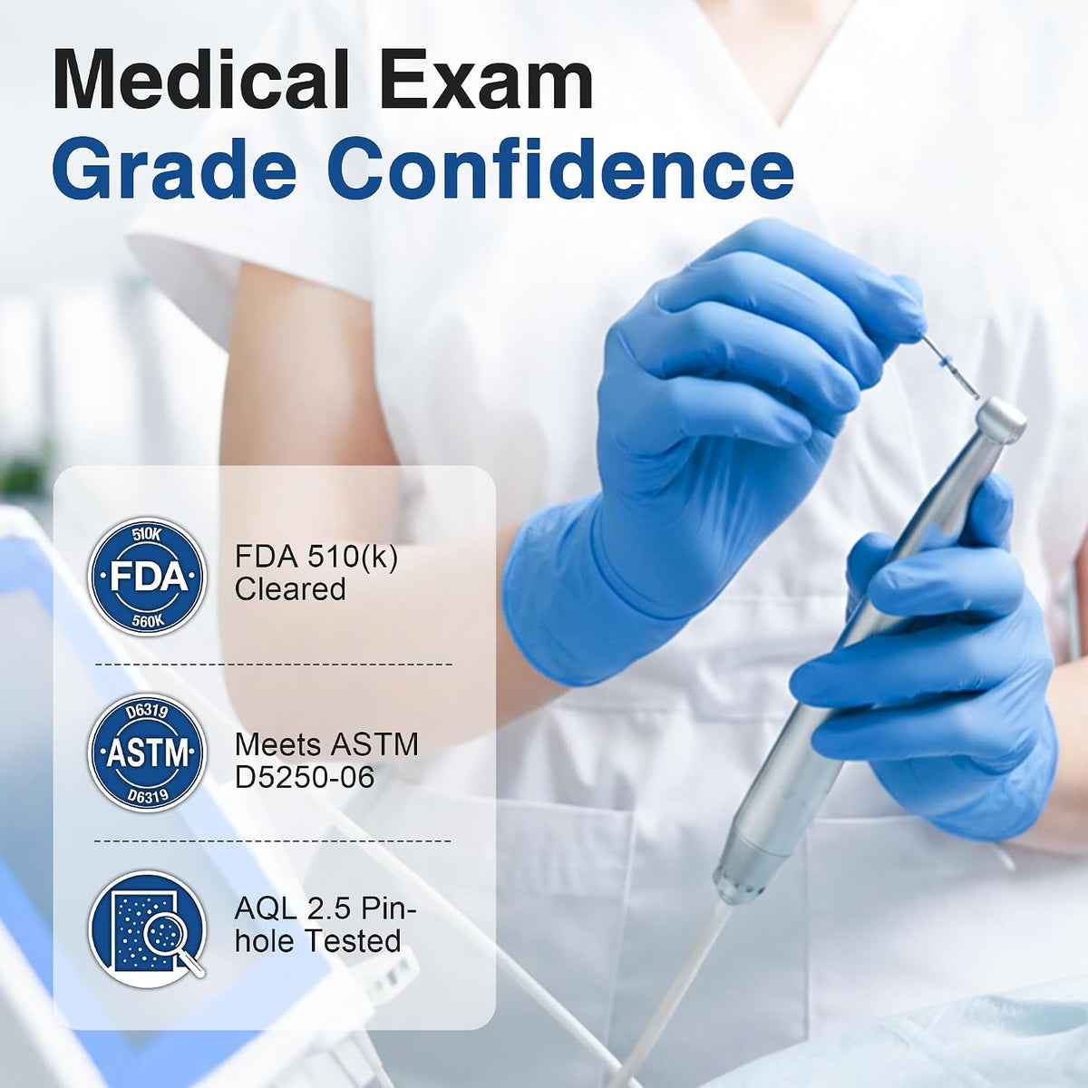 Medical Nitrile/Vinyl Blend Exam Gloves, Black Disposable, 4 Mil