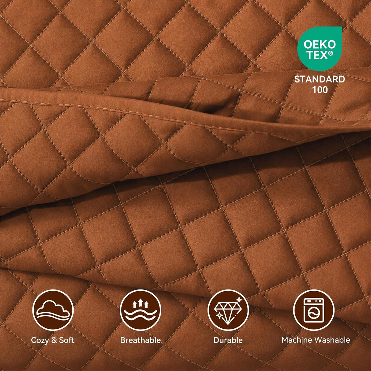 Twin Quilt Set, Lightweight Bedding Bedspreads,Brunt Orange