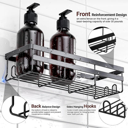 2 Pack Adhesive Shower Caddies, No Drill Bathroom Shelves, Large