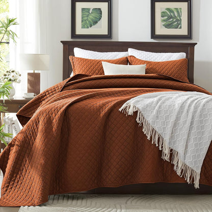 Twin Quilt Set, Lightweight Bedding Bedspreads,Brunt Orange