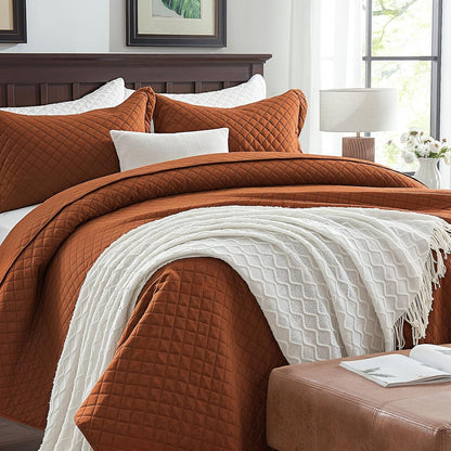 Twin Quilt Set, Lightweight Bedding Bedspreads,Brunt Orange