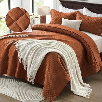 Twin Quilt Set, Lightweight Bedding Bedspreads,Brunt Orange