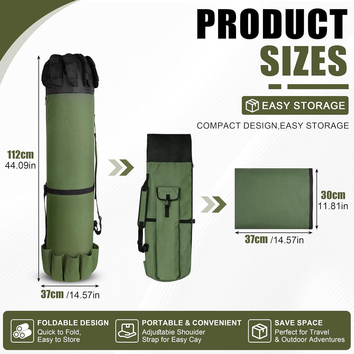 Multifunction Fishing Pole Bag - Waterproof Rod Reel Bag Carrier Case, Durable Canvas Tackle Large Storage Gift for Men Travel, Khaki