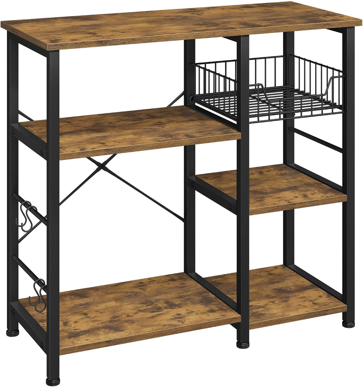 4-Tier Bakers Rack,Microwave Stand for Coffee Bar,Rustic Brown