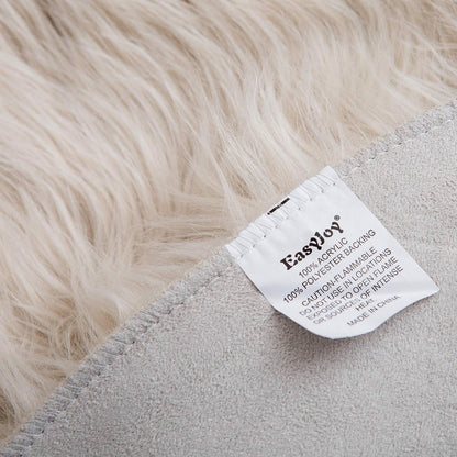 Ultra Soft Fluffy/Fuzzy Shaggy Area Rug Faux Fur Chair Cover Seat Pad for Bedroom Floor Sofa Living Room (2 X 6 Ft Sheepskin, Beige)