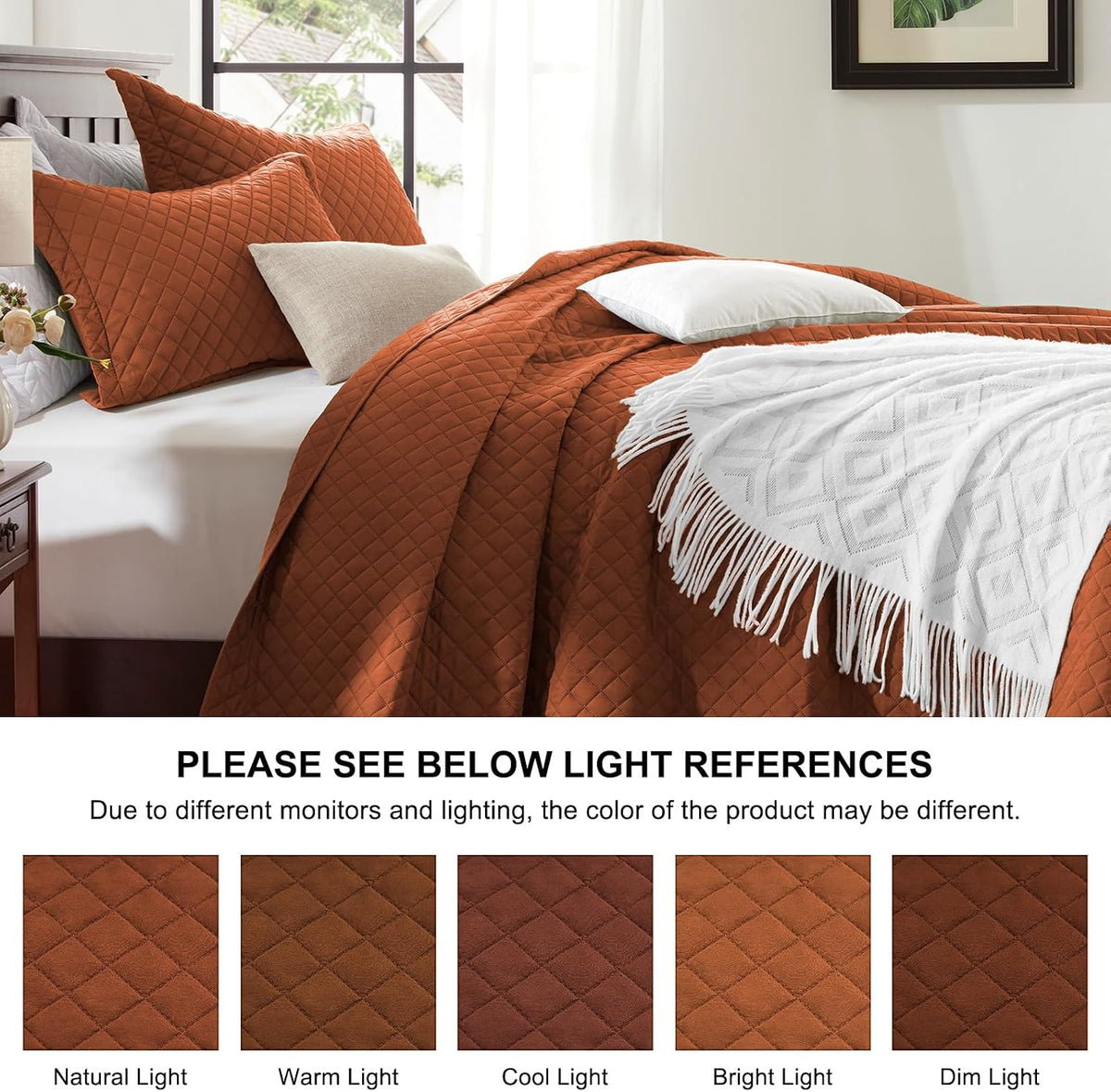 Twin Quilt Set, Lightweight Bedding Bedspreads,Brunt Orange