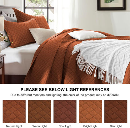 Twin Quilt Set, Lightweight Bedding Bedspreads,Brunt Orange