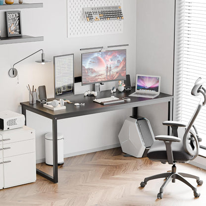 Modern Simple Office Desk - 55 Inch Gaming & Writing Desk, Black