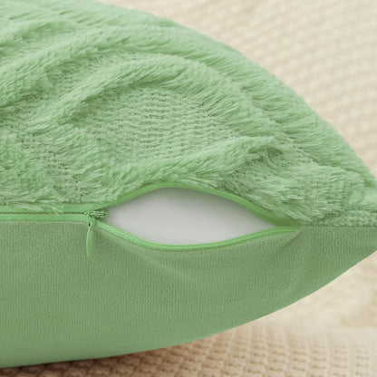 Pack of 2 Throw Pillow Covers 24X24, Soft Plush Faux Wool Couch Pillow Covers, Sage Green (Pillow Cover Only, No Inserts Included)