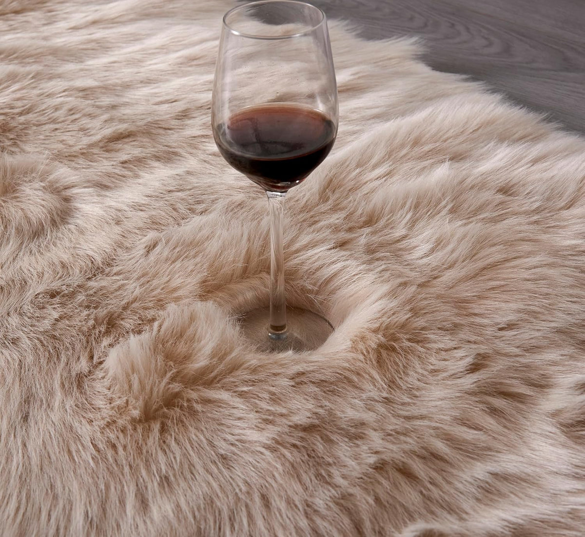 Ultra Soft Fluffy/Fuzzy Shaggy Area Rug Faux Fur Chair Cover Seat Pad for Bedroom Floor Sofa Living Room (2 X 6 Ft Sheepskin, Beige)