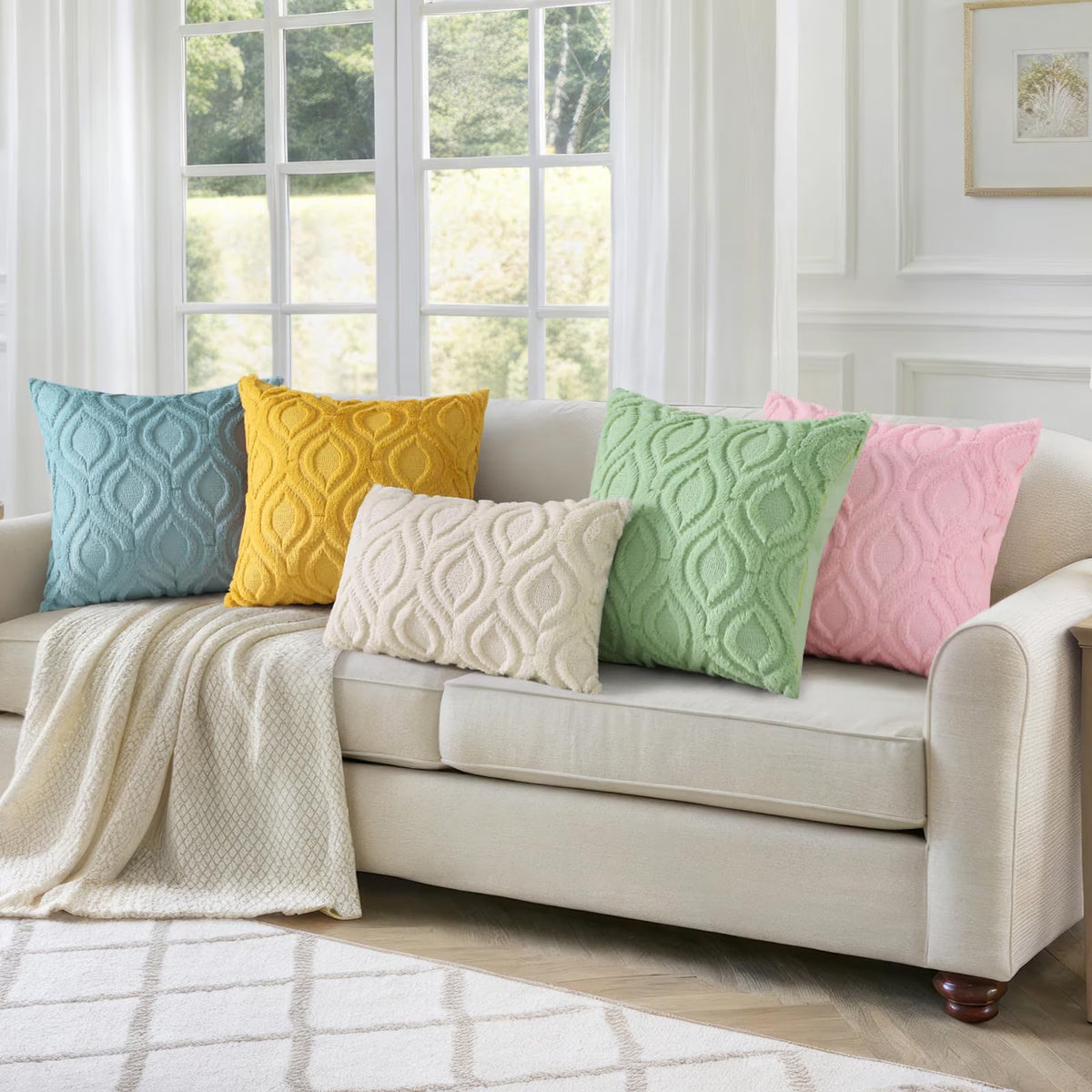 Pack of 2 Throw Pillow Covers 24X24, Soft Plush Faux Wool Couch Pillow Covers, Sage Green (Pillow Cover Only, No Inserts Included)