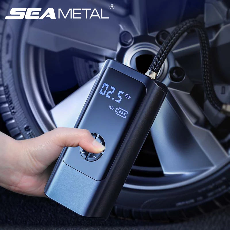 SEAMETAL 12V Portable Air Pump Car Air Compressor 8000Mah Rechargeable Inflator Wireless Tire Inflatable Pump for Car Motorcycle