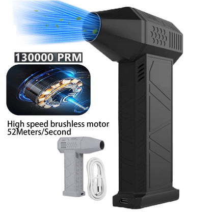 Handheld Electric Air Duster Brushless Motor 130000 RPM Violent Blower Mini Turbo Jet Fan Wind Speed 52M/S Car Keyboard Cleaning