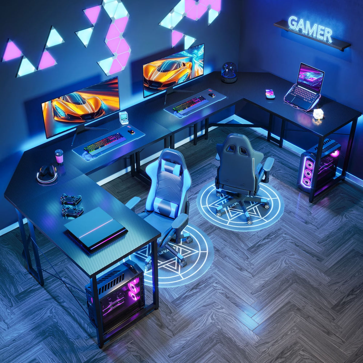 Computer Desk L Shaped, 51 Inch Reversible L Shaped Desk, Gaming Desk, Corner Desk, Gaming Table, Black