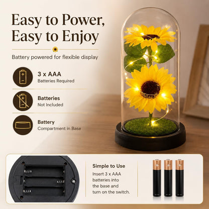 Sunflower Gifts for Women,Sunflower Lamp,Preserved Sunflower in Glass Dome